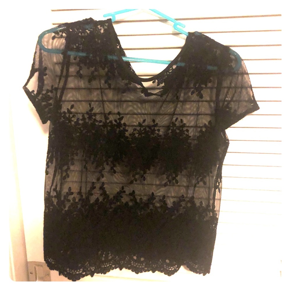 Black lace mesh top